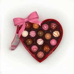 Sweet Treats Chocolate Candy Heart Box Valentine’s Day Decor Truffles Pink Bow